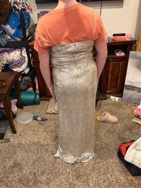 B. Smart Gold Sequin Strapless Maxi Skirt